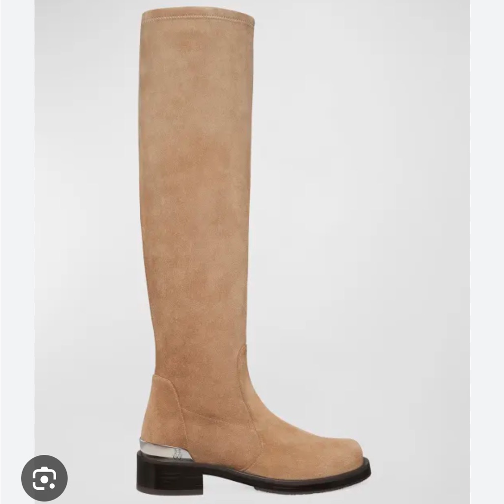 New Stuart Weitzman Sw Mercer Suede Knee High Bold Logo Boots 9.